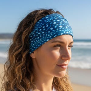 Whale Shark Dive Hair Wrap Neck Gaiter Sun Protection for Divers. Ocean Hair Accessory Gift for Diver.
