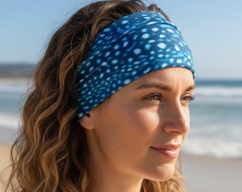 Whale Shark Dive Hair Wrap Neck Gaiter Sun Protection for Divers. Ocean Hair Accessory Gift for Diver.