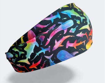 Rainbow Sharks SCUBA Diving Headband: Saltwater Safe, Non-slip Hairband with Sun Protection