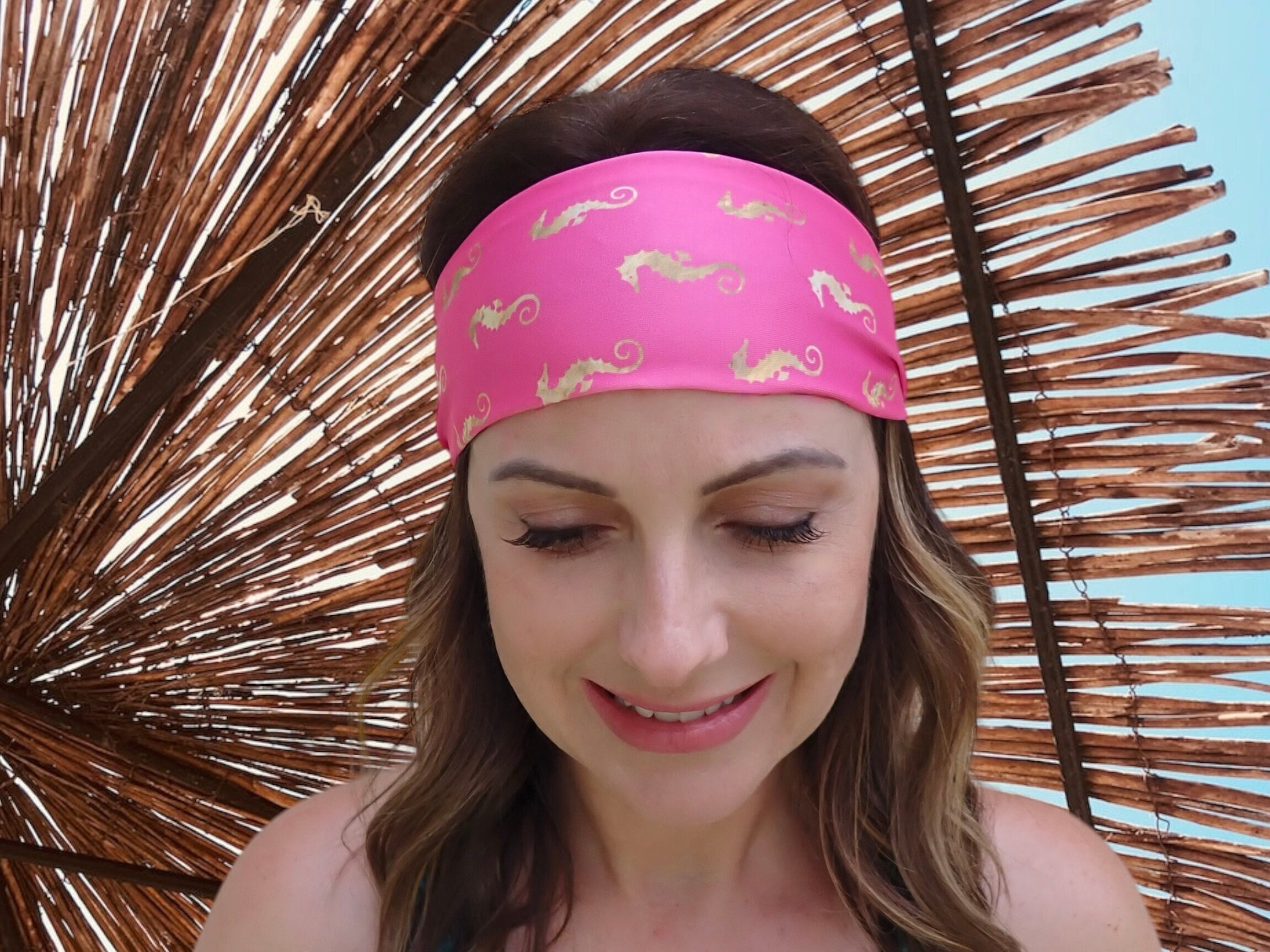 Yoga Wide Headband Wrap Yoga Hair Band - Hot Pink or Choose color