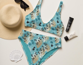 Damselfish Tropical Print Bikini | Recycled Polyester,  High-waisted