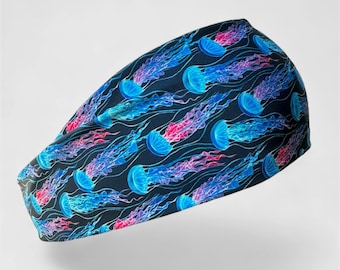 Neon Jellyfish Diving Headband:  Non-slip + Fade Resistant + Sun Protection + Stretchy + Quick Dry