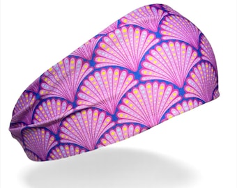 Pink Sea Shells Scuba Diving Headband | Non-slip, Fade Resistant, UV Protection, Quick Dry | Hairband for Watersports, Snorkeling, Swimming