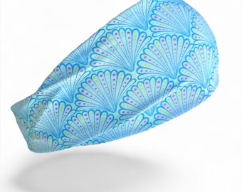 Blue Seashell Scuba Diving Headband |  Non-slip + Fade Resistant + Sun Protection + Stretchy + Quick Dry