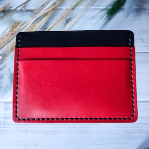 Porta carte in pelle minimalista. Portafoglio in pelle Buttero italiano fatto a mano per carte e contanti. Regalo in pelle di prima qualità.