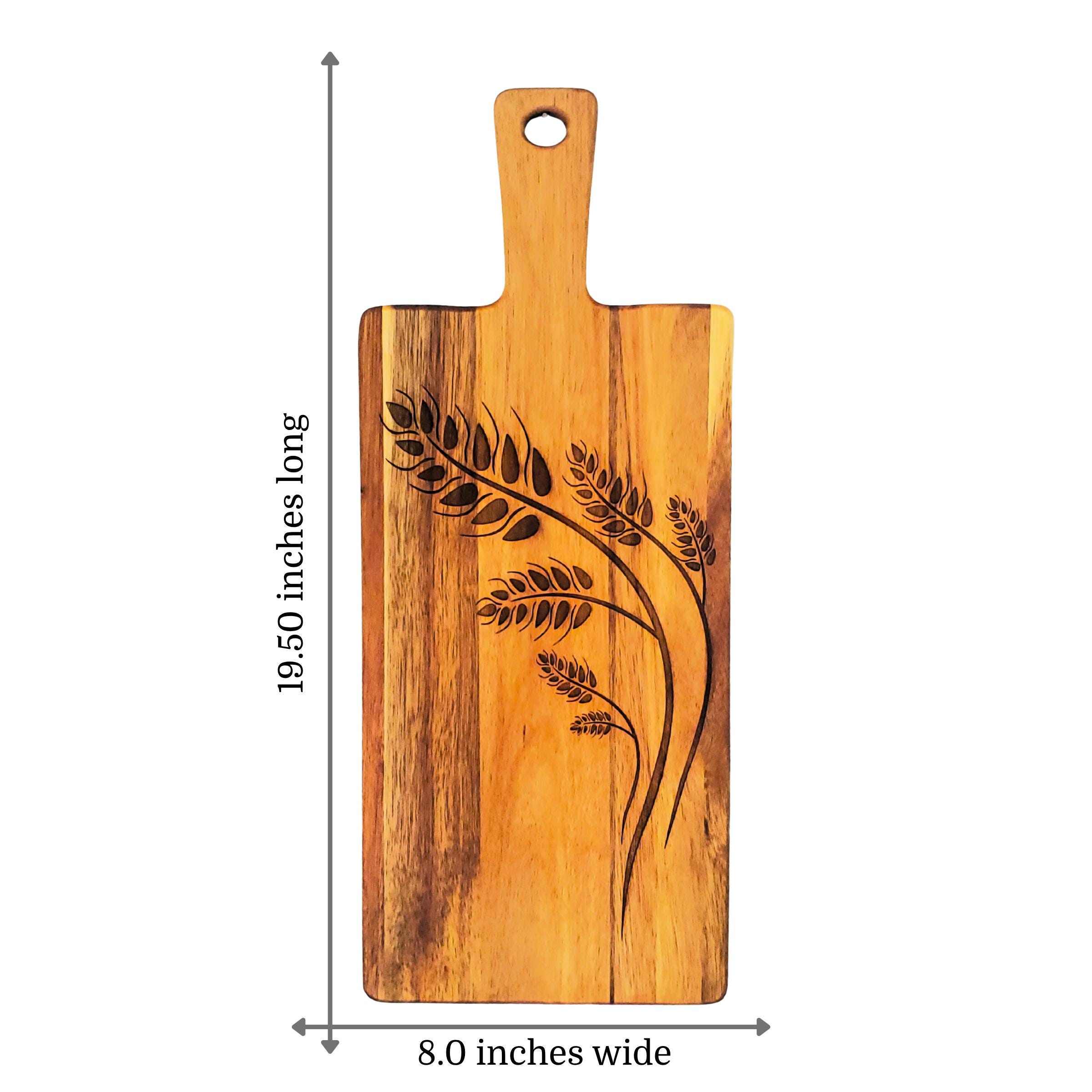Personalized Acacia Wood Cutting Board: Laser Engraved Wheat Grass ...