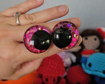 Hand-Painted Resin Safety Eyes – Glitter Bites Collection for Amigurumi