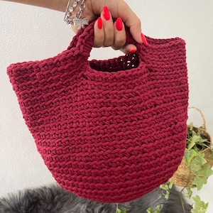 Makramee Handtasche Burgunder Eimer