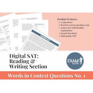 Digital SAT Reading and Writing Module - 27 authentic Digital SAT-style Word in Context Practice Questions No. 1 Improve your SAT vocabulary