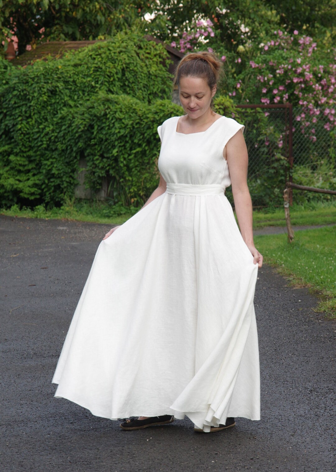 Bridal Linen Dress, Linen White Dress, Linen Wedding Dress, Simple ...