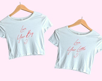 Camisetas Big Little Reveal Love Baby, camisetas Big/Little Sorority Reveal, camisetas Big Little em preto e branco, combinando com o tema Big Little