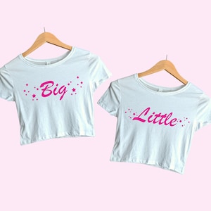 Barbie Inspired Big Little Shirts, Big/Little Sorority Reveal, Big Little Theme Matching Shirts, Sorority Big Little Reveal Crop Tops