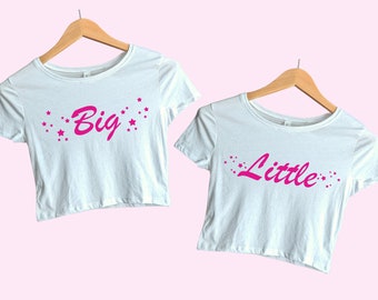Barbie inspirierte große kleine Shirts, große / kleine Sorority Reveal, große kleine Thema passende Shirts, Sorority Big Little Reveal Crop Tops