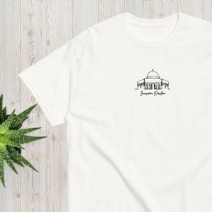 T-shirt classique brodé mosquée Al Aqsa et contour du Dôme du Rocher | T-shirt Jérusalem Palestine