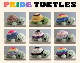 PDF Crochet PATTERN: Pride Turtles (No-Sew)