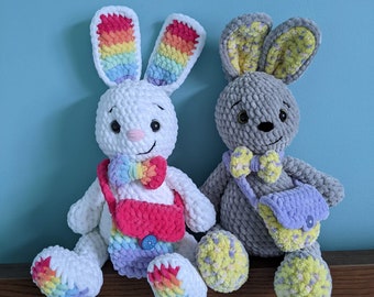 PATRON PDF au crochet : Reese le lapin arc-en-ciel (sans couture)