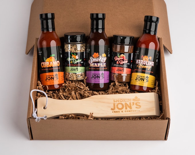 Gourmet Gift Box of BBQ, Cooking Sauces, Spice, Rub, Grill Cleaner, All Natural, No MSG, No Preservatives