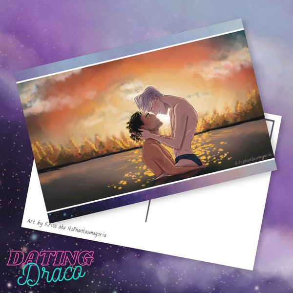 Drarry "Sunset" Postcard | Dating Draco Visual Novel | Handmade Postcard | Drarry | HP