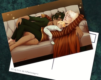 Family Nap | Handmade Postcard | Drarry | HP