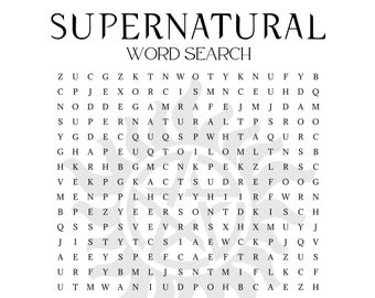 Sopa de letras de temática sobrenatural para adultos (PDF imprimible) - Descarga instantánea