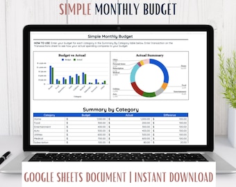 Monthly Budget Spreadsheet | Instant Download | Monthly Budget Google Sheet | Budget Spreadsheet | Digital Budget | Excel Budget Template