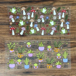Mushroom/Plants UV DTF cup wrap for 16oz libbey glass