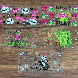 Christmas  UV DTF cup wrap for 16oz libbey glass