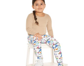 Fun Party Kids Leggings, Playful Girls Activewear
