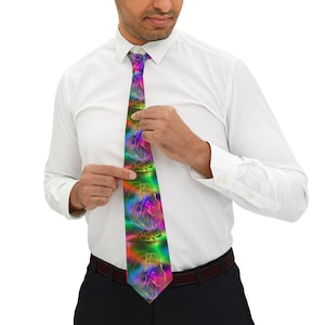 Colorful Lion King Necktie, Colorful Tie, Funky Neckwear, Gift for Him, Unique Formal Accessory, Dress Up for Parties