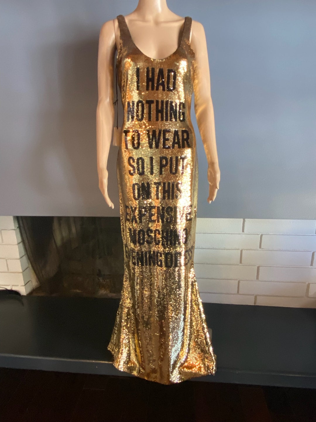 moschino gold dress Fringed Stretch Crpe Dress Moschino Couture