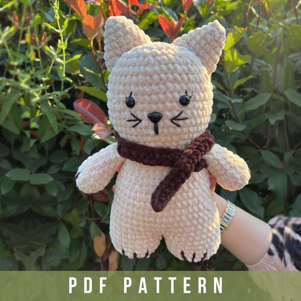 No Sew Crochet Cat Plush Pattern - Easy Cat Crochet Pattern For Beginner, Amigurumi Kitten Pattern , Chubby Cat Crochet Pattern
