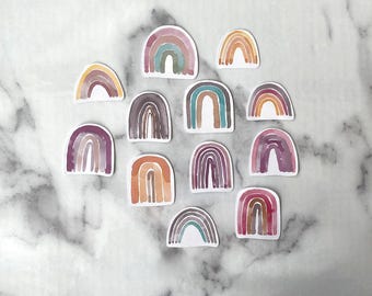 Watercolor Rainbows 02 Stickers: Vibrant Planner Stickers, Set of 12