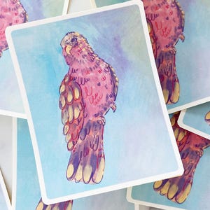 Żywa różowa naklejka akwarelowa Galah Ilustracja pastelowego ptaka Naklejka na laptopy, telefony, dzienniki i planery