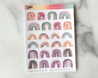Watercolor Rainbows 02 Stickers (Small): Vibrant Planner Stickers (24 Count)