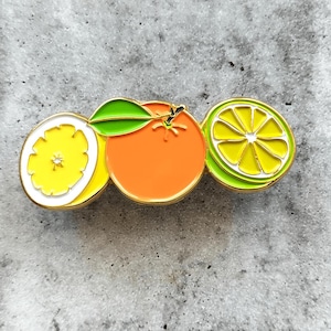 Citrus Trio Brooch: Lemon, Orange & Lime Enamel Pin