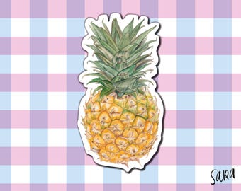 Sticker aquarel ananas (01) - glanzende sticker voor laptop of dagboek
