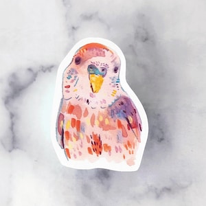 Żywa papuga falista akwarela ilustracja naklejka pastelowy ptak ilustracja naklejka do dzienników i planerów