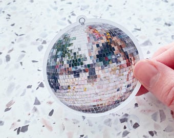 Retro Disco Ball Sticker – 70s Party, Handmade
