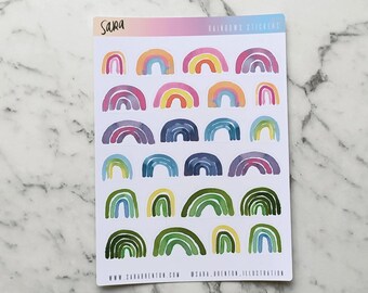 Watercolor Rainbow Stickers (Medium): Vibrant Planner Stickers (24 Count)