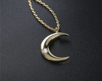 14k Gold Plated Crescent Necklace