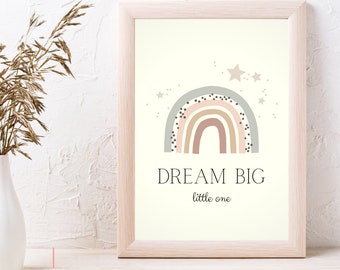 Nursery Wall Decor, Dream Big Little One Wall Print, Digital Wall Art