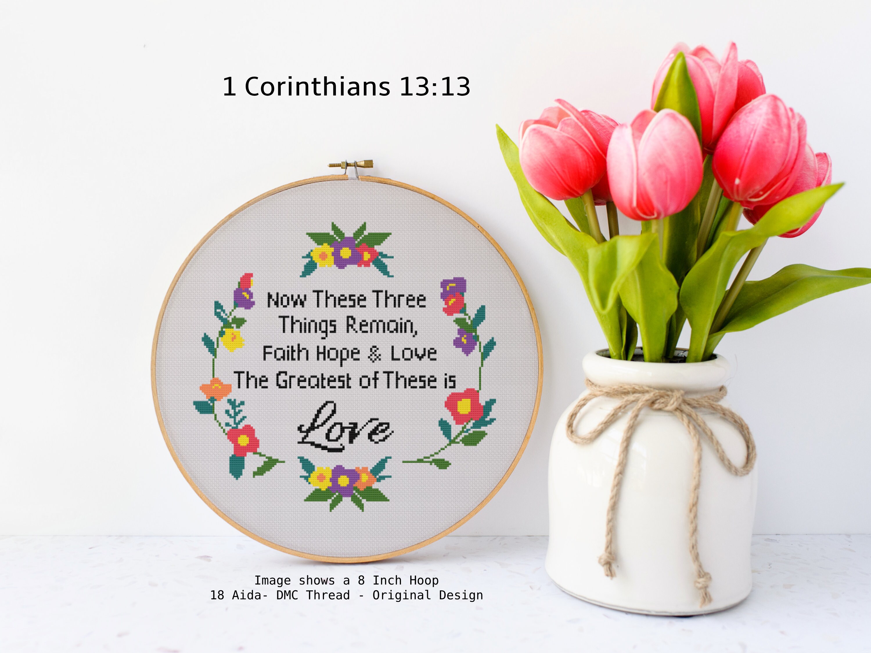 Christian Cross Stitch Pattern Corinthians 13:13 Faith Hope - Etsy