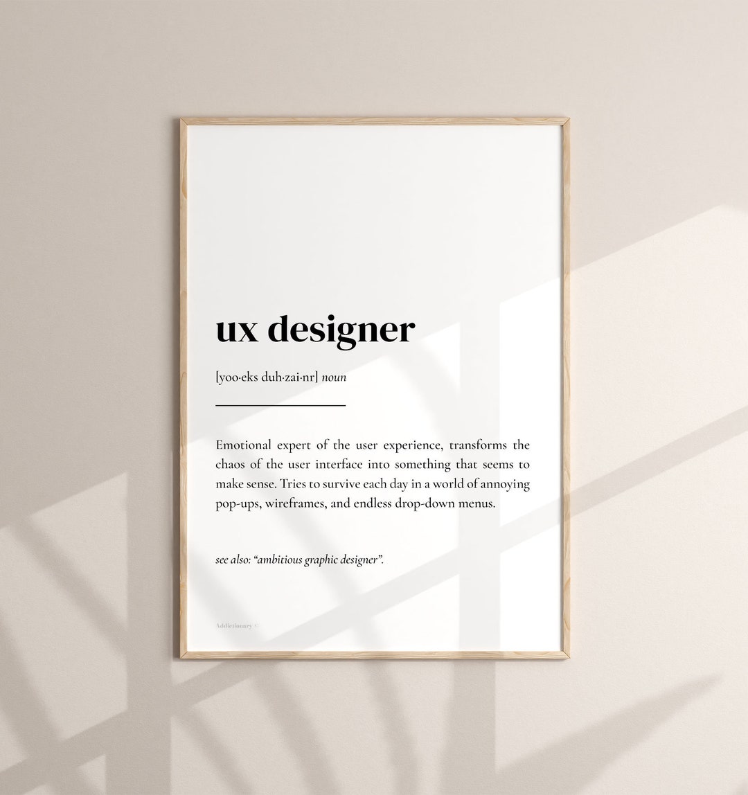 UX Designer Poster Definition, Printable Design / UX/UI Wall Art ...