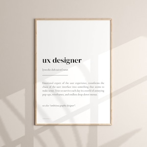 UX designer poster definition, printable design / UX/UI Wall art, Printed words, ironic dictionary funny gift for the wall gift ideas 2024