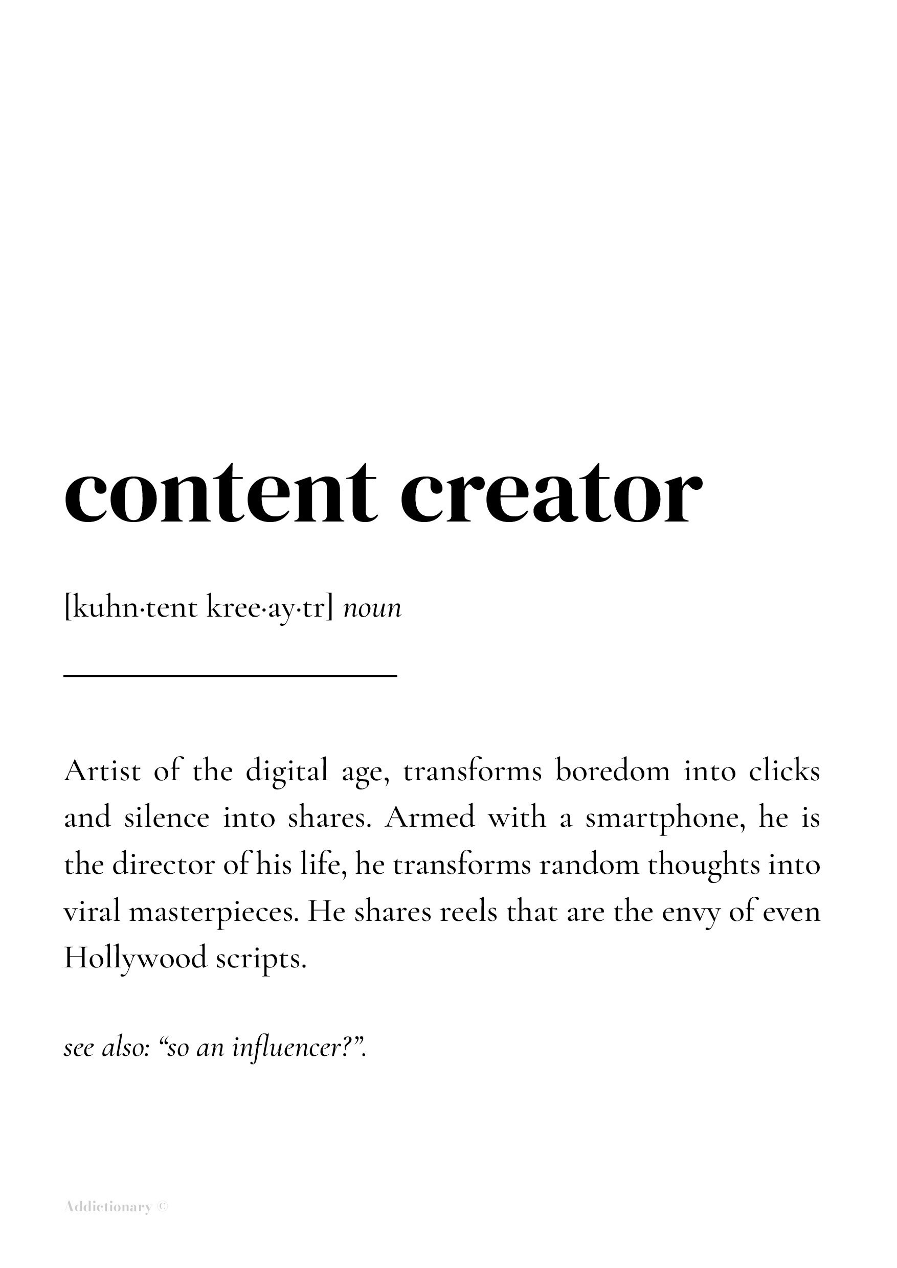 Content Creator Poster Definition, Printable Design / Content Creator ...