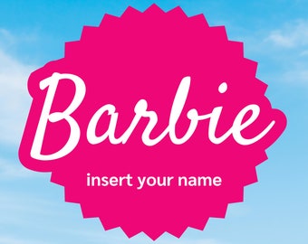 Personalisiertes Geschenk, personalisierter Barbie-Druck PINK, personalisiert auf Leinwand Barbie-Namensdruck, Andenkengeschenk, Canva-Vorlage, Barbie-Wandkunst