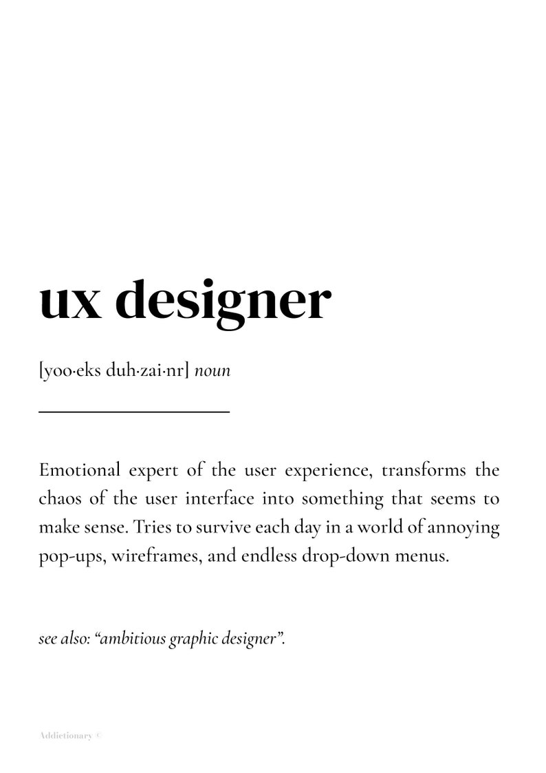 UX Designer Poster Definition, Printable Design / UX/UI Wall Art