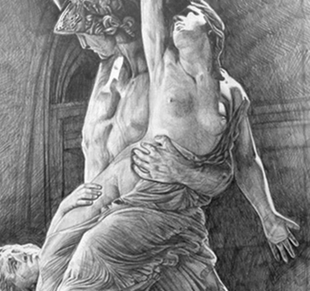 Classical Figure Pencil Drawing Dramatic Sculpture Study Mythology Art ...