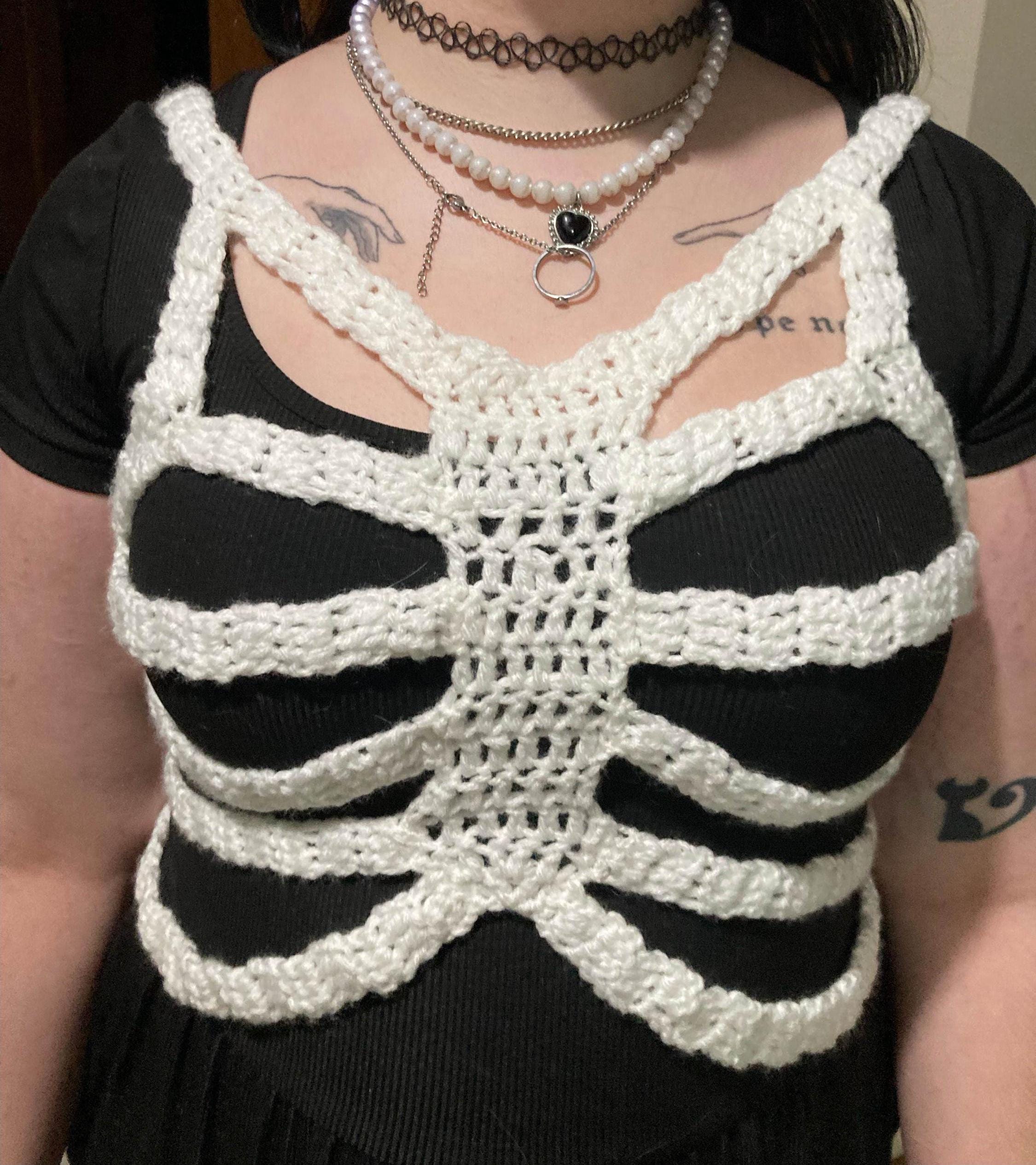 Crochet PATTERN Viral Tiktok Skeleton Ribcage Halloween Corset Top ...