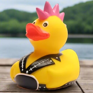 Punk Rock Rubber Duck Cruise Ducks Kids Bath Toy Stress Relief Debugging Rubber Ducky Ducking Birthday Gift for the 80s Rubber Duck